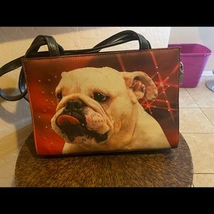 Bull dog purse with some bling on one side